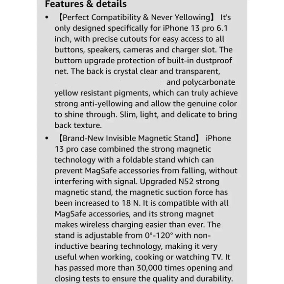 Magnetic for Case with Invisible Stand Compatible with iPhone 13 Pro Purple - Picture 11 of 12